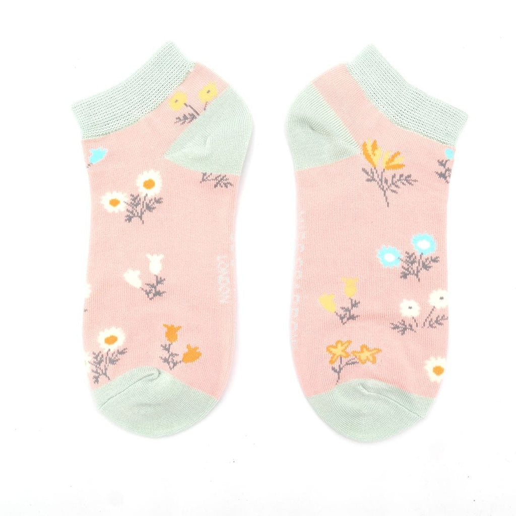 lusciousscarves Socks Miss Sparrow Floral Bamboo Trainer Socks - Pink