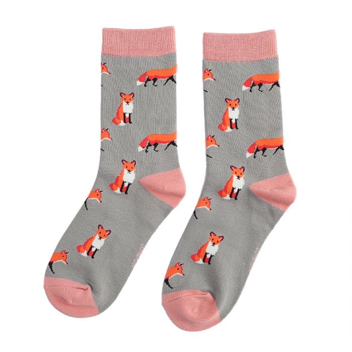 lusciousscarves Socks Miss Sparrow Fox Bamboo Socks - Grey