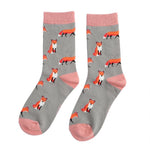 Load image into Gallery viewer, lusciousscarves Socks Miss Sparrow Fox Bamboo Socks - Grey
