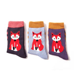Load image into Gallery viewer, lusciousscarves Socks Miss Sparrow Fox &amp; Stripes Bamboo Socks - Powder Blue
