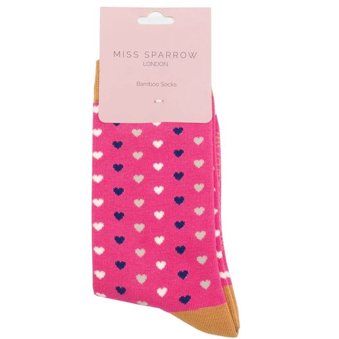 lusciousscarves Socks Miss Sparrow Hearts Bamboo Socks - Hot Pink