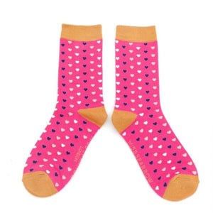 lusciousscarves Socks Miss Sparrow Hearts Bamboo Socks - Hot Pink
