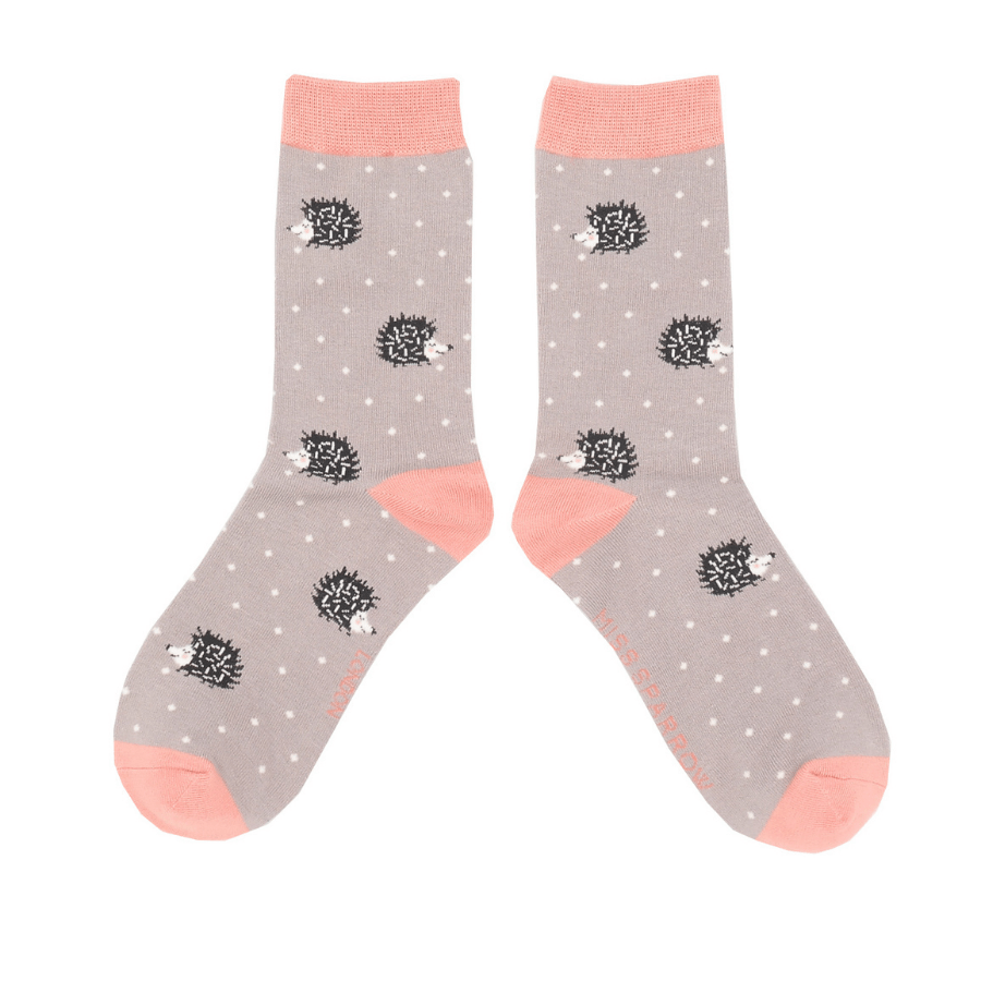 lusciousscarves Socks Miss Sparrow Hedgehogs Bamboo Socks - Grey