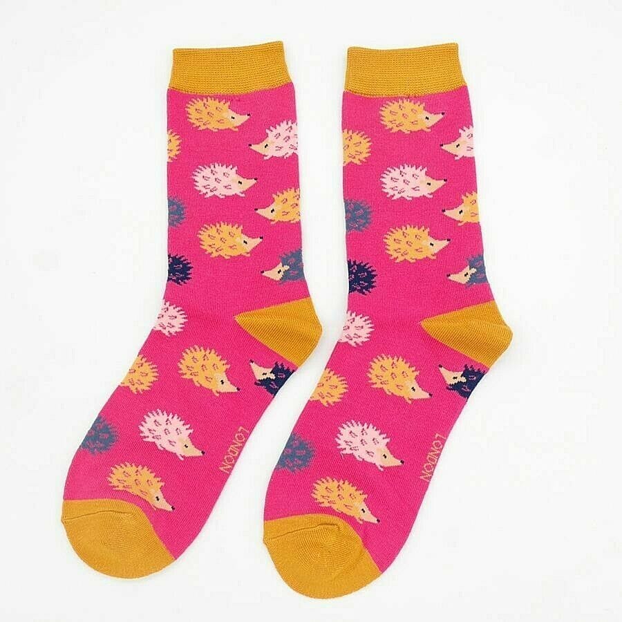 lusciousscarves Socks Miss Sparrow Hedgehogs Bamboo Socks - Hot Pink
