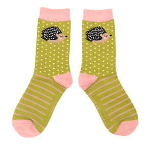 lusciousscarves Socks Miss Sparrow Hedgehogs Bamboo Socks - Lime