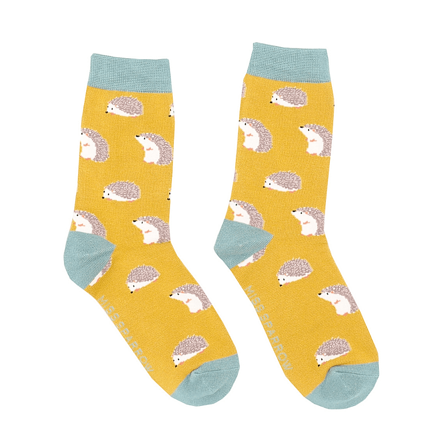 lusciousscarves Socks Miss Sparrow Hedgehogs Bamboo Socks - Mustard