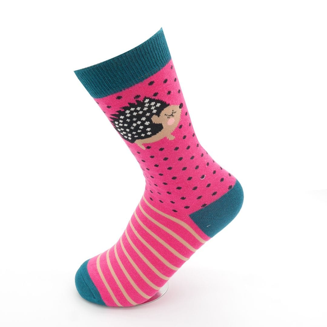 lusciousscarves Socks Miss Sparrow Hedgehogs Bamboo Socks - Pink