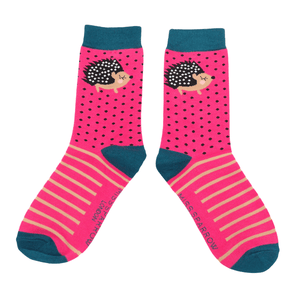 lusciousscarves Socks Miss Sparrow Hedgehogs Bamboo Socks - Pink