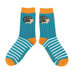 Load image into Gallery viewer, lusciousscarves Socks Miss Sparrow Hedgehogs Bamboo Socks - Teal
