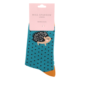 lusciousscarves Socks Miss Sparrow Hedgehogs Bamboo Socks - Teal