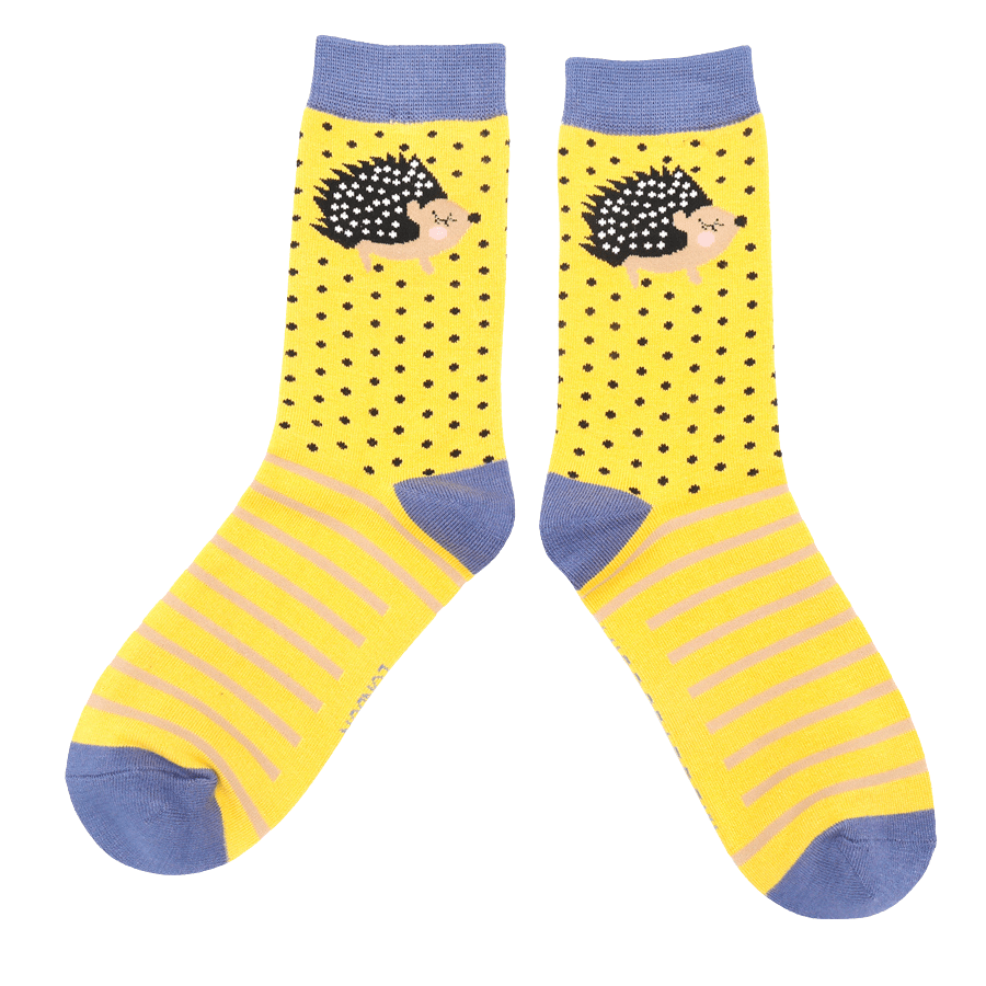 lusciousscarves Socks Miss Sparrow Hedgehogs Bamboo Socks - Yellow