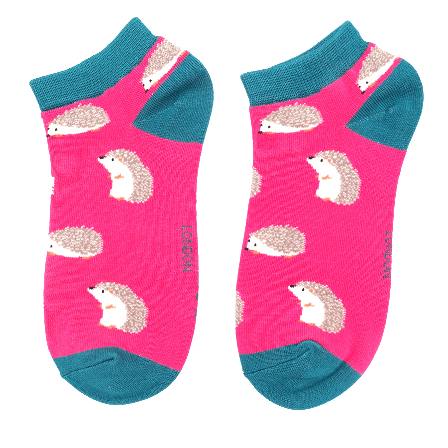 lusciousscarves Socks Miss Sparrow Hedgehogs Bamboo Trainer Socks _ Pink