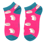 Load image into Gallery viewer, lusciousscarves Socks Miss Sparrow Hedgehogs Bamboo Trainer Socks _ Pink
