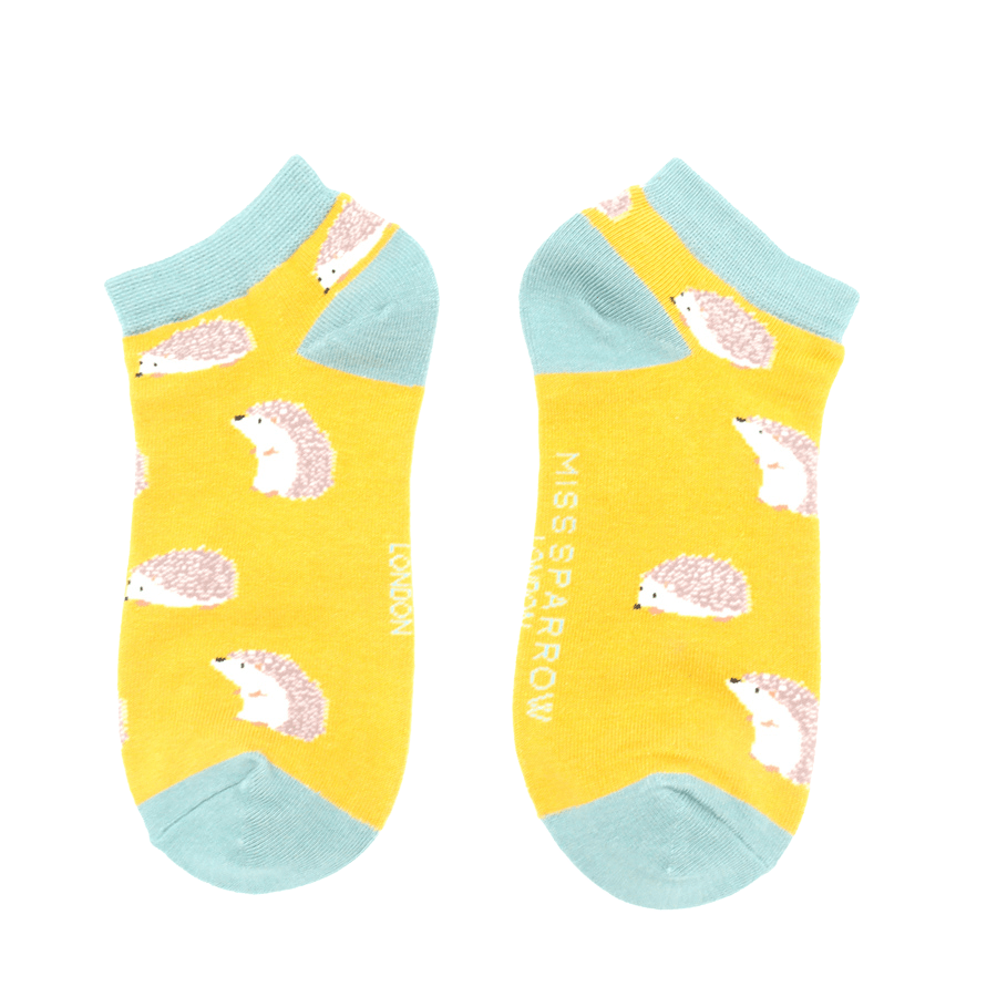 lusciousscarves Socks Miss Sparrow Hedgehogs Bamboo Trainer Socks - Mustard