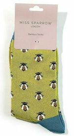 Load image into Gallery viewer, lusciousscarves Socks Miss Sparrow Honey Bees Bamboo Socks - Lime Green
