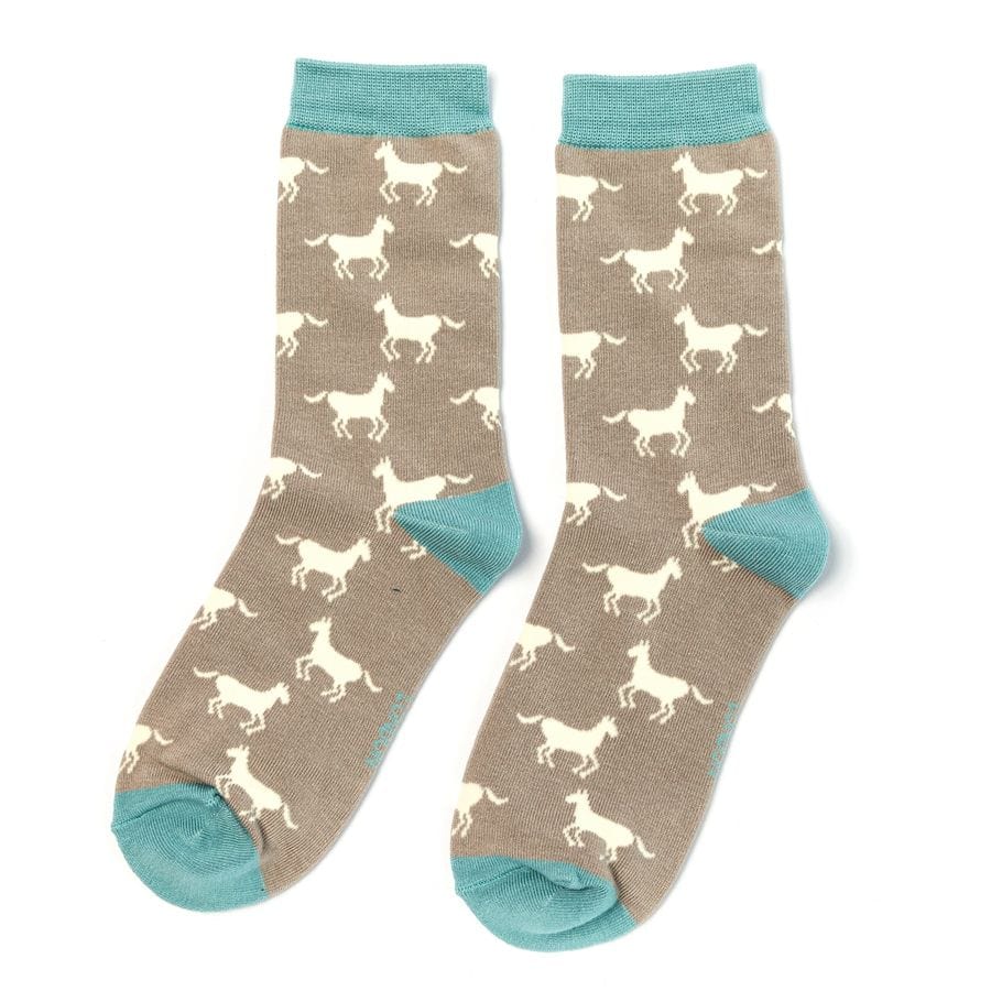 lusciousscarves Socks Miss Sparrow Horses Bamboo Socks - Grey