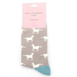 lusciousscarves Socks Miss Sparrow Horses Bamboo Socks - Grey