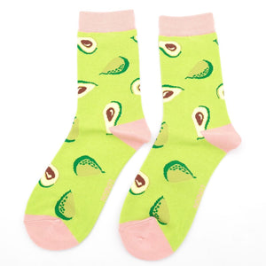 lusciousscarves Socks Miss Sparrow Ladies Bamboo Socks, Avocados Design, Lime Green