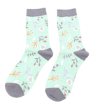 Load image into Gallery viewer, lusciousscarves Socks Miss Sparrow Ladies Bamboo Socks, Floral Design, Mint Green
