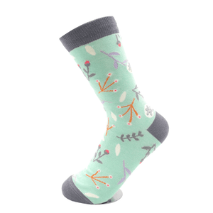 lusciousscarves Socks Miss Sparrow Ladies Bamboo Socks, Floral Design, Mint Green