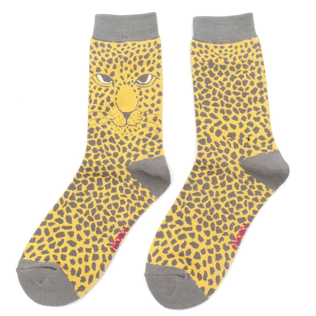 lusciousscarves Socks Miss Sparrow Leopard Bamboo Socks - Yellow