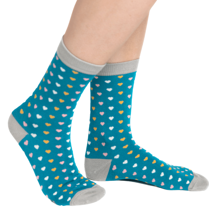 lusciousscarves Socks Miss Sparrow Little Hearts Bamboo Socks - Teal