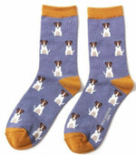Load image into Gallery viewer, lusciousscarves Socks Miss Sparrow Little Jack Russell Bamboo Socks - Blue
