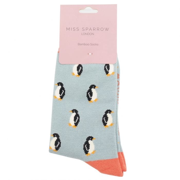 lusciousscarves Socks Miss Sparrow Little Penguins Bamboo Socks - Duck Egg