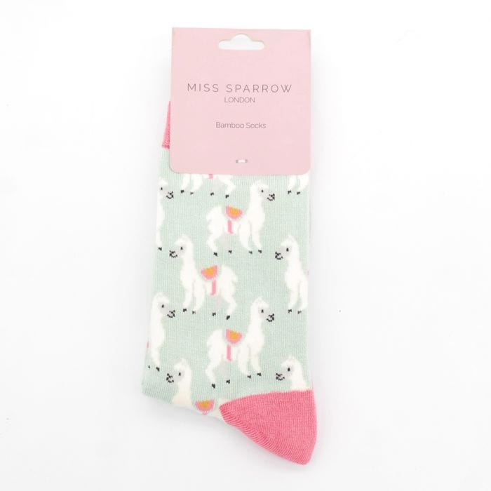 lusciousscarves Socks Miss Sparrow Llamas Bamboo Socks - Duck Egg