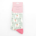 Load image into Gallery viewer, lusciousscarves Socks Miss Sparrow Llamas Bamboo Socks - Duck Egg
