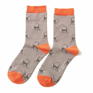 lusciousscarves Socks Miss Sparrow Monkeys Bamboo Socks - Khaki Grey