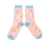 Load image into Gallery viewer, lusciousscarves Socks Miss Sparrow Musical Notes Bamboo - Pink Socks
