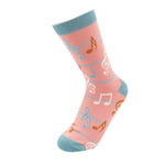Load image into Gallery viewer, lusciousscarves Socks Miss Sparrow Musical Notes Bamboo - Pink Socks
