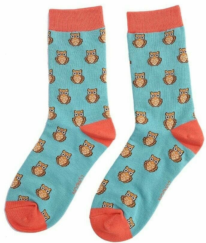 lusciousscarves Socks Miss Sparrow Owls Bamboo Socks - Turquoise