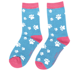 Load image into Gallery viewer, lusciousscarves Socks Miss Sparrow Paw Prints Bamboo Socks - Blue
