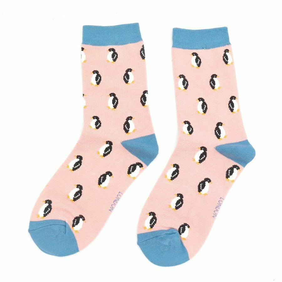 lusciousscarves Socks Miss Sparrow Penguin Bamboo Socks - Pink