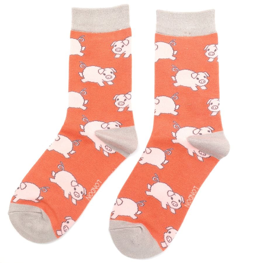 lusciousscarves Socks Miss Sparrow Pig Bamboo Socks - Orange