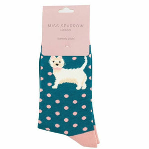 lusciousscarves Socks Miss Sparrow Posh Pooch & Spots Bamboo Socks - Turquoise