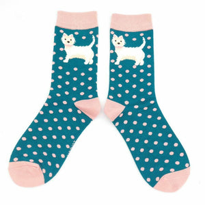 lusciousscarves Socks Miss Sparrow Posh Pooch & Spots Bamboo Socks - Turquoise