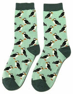 Load image into Gallery viewer, lusciousscarves Socks Miss Sparrow Puffins Bamboo Socks - Mint
