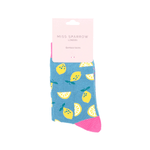 Load image into Gallery viewer, lusciousscarves Socks Miss Sparrow Quirky Lemons Bamboo Socks - Blue
