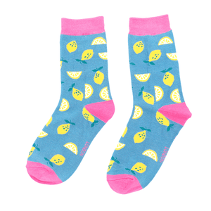 lusciousscarves Socks Miss Sparrow Quirky Lemons Bamboo Socks - Blue