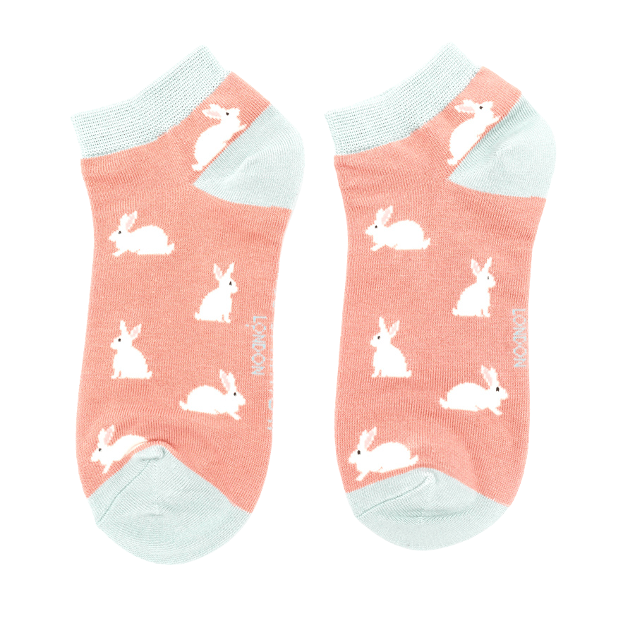 lusciousscarves Socks Miss Sparrow Rabbits Trainer Bamboo Socks - Peach
