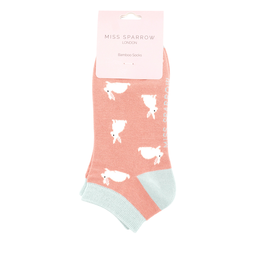 lusciousscarves Socks Miss Sparrow Rabbits Trainer Bamboo Socks - Peach
