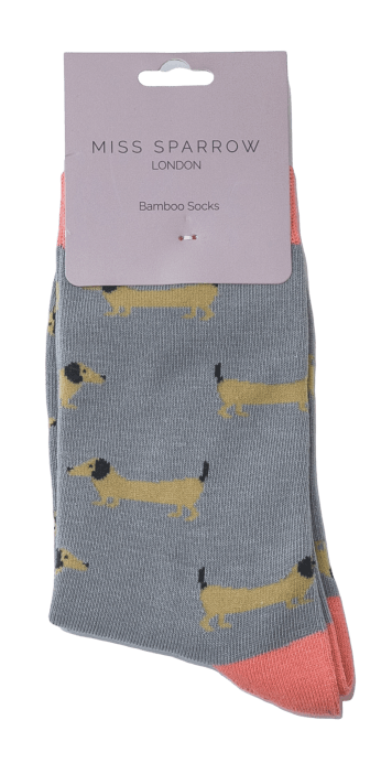 lusciousscarves Socks Miss Sparrow Sausage Dogs Bamboo Socks - Grey