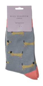 lusciousscarves Socks Miss Sparrow Sausage Dogs Bamboo Socks - Grey