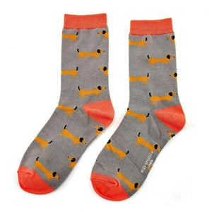 lusciousscarves Socks Miss Sparrow Sausage Dogs Bamboo Socks - Grey
