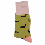 Load image into Gallery viewer, lusciousscarves Socks Miss Sparrow Sausage Dogs Bamboo Socks - Lime Green
