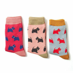 lusciousscarves Socks Miss Sparrow Scottish Terrier Bamboo Socks - Blue