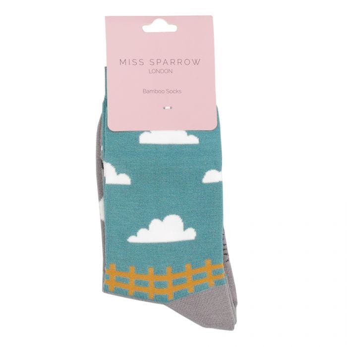 lusciousscarves Socks Miss Sparrow Sheep Meadows Bamboo Socks - Grey